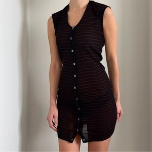 Alexander Wang - y2k Body Con Midi Dress, black with red stripes